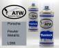 Preview: Porsche, Pewter Metallic, L956: 400ml Sprühdose + 400ml Klarlack - Set, von ATW Autoteile West.